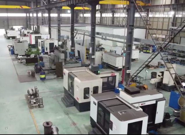 Row of CNC machines in the machining workshop