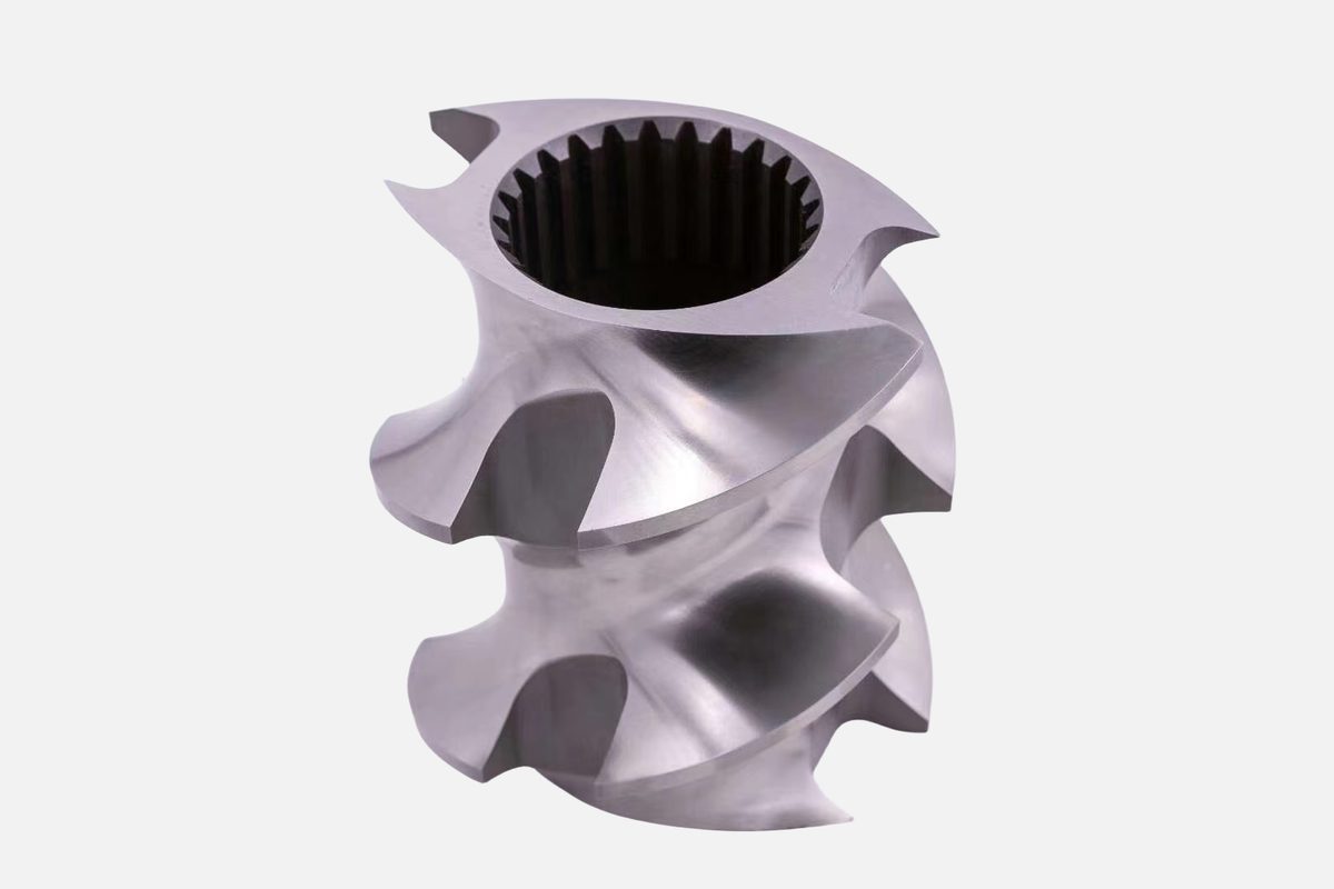 Mixing paddle element with three helical wings